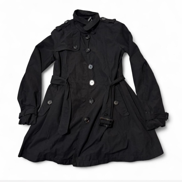H&M Jackets & Blazers - H&M black collared trench coat with removable waist belt and pockets